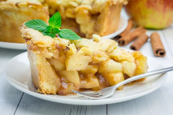 Homemade delicious apple pie with lattice pattern — Stock Photo, Image