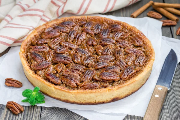 American clasic de casă pecan pie — Fotografie, imagine de stoc