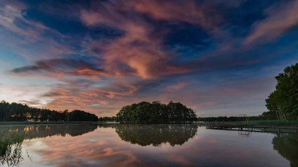 Espectacular Hermoso Increíble Calma Gramatical Colorido Cielo Bridvaisis Lago Lituania — Foto de Stock