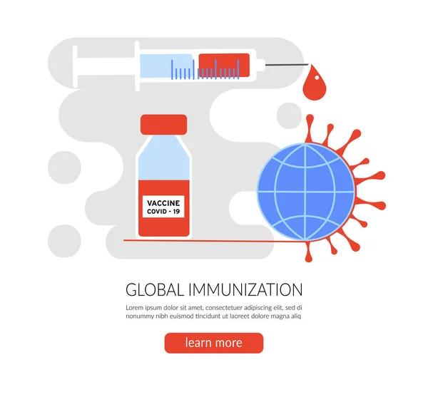 Концепция Вакцинации Современная Концепция Иммунизации Веб Дизайна Шприцем Вакциной Бутылкой — стоковый вектор
