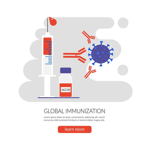 Concetto Vaccinazione Moderno Concetto Immunizzazione Web Design Con Siringa Vaccino — Vettoriale Stock