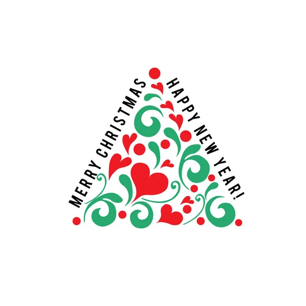 Yeni yılın sembolü olarak yeşil Noel ağacı, Noel 'i kutlayın. Işıl ışıl dekorasyon. Parlak, parlak bir tasarım. Vektör düz illüstrasyon, izole nesneler.