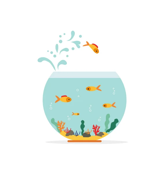 Poisson Rouge Sautant Hors Bol Poisson Aquarium Avec Baignade Poissons — Image vectorielle