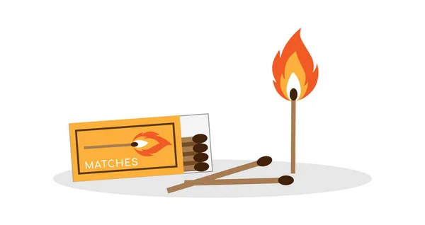 Safety Match Collection Matches Burning Match Fire Opened Matchbox Burnt — Stock Vector