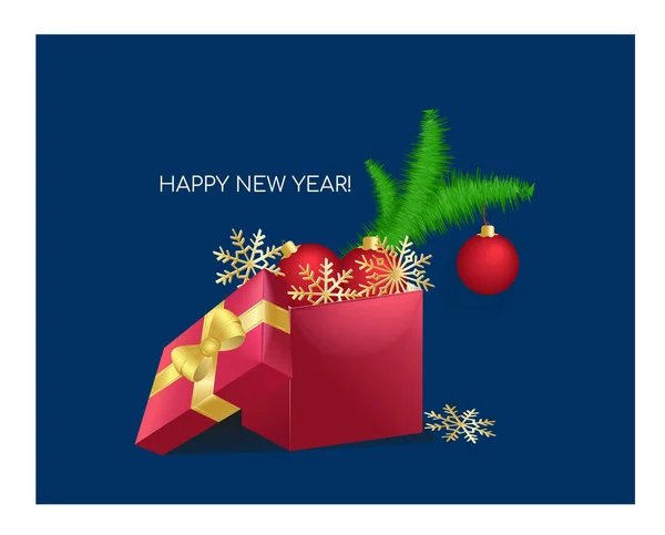 Рождественский Новогодний Дизайн Реалистичные Красные Коробки Подарков Открытая Подарочная Коробка — стоковый вектор