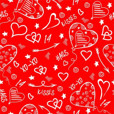 Valentine's seamless pattern. Valentines Day seamless background Romantic background, texture. Hand drawn vector pattern illustration, isolated objects. clipart