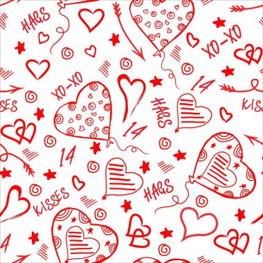 Valentine's seamless pattern. Valentines Day seamless background Romantic background, texture. Hand drawn vector pattern illustration, isolated objects. clipart
