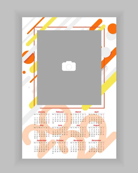 Parede Foto Calendário 2022 Modelo Calendário Fotos Vertical Simples Colorido — Vetor de Stock