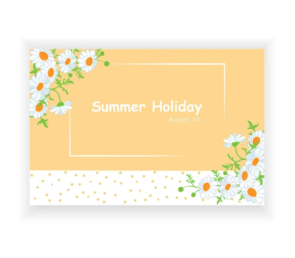 Bunte Blumen Sommer Hintergrund Mit Gänseblümchen Layout Banner Design Poster — Stockvektor