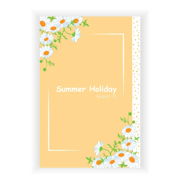 Bunte Blumen Sommer Hintergrund Mit Gänseblümchen Layout Banner Design Poster — Stockvektor