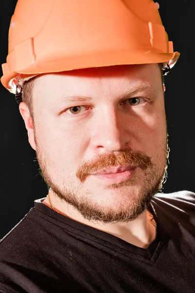 Trabalhador em retrato capacete de segurança — Fotografia de Stock