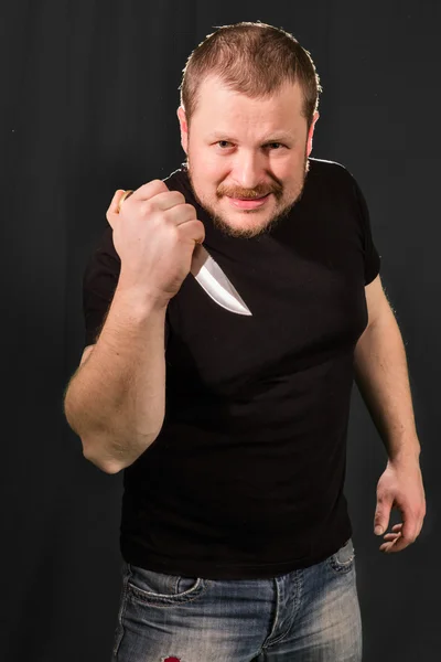 Porträt eines Gangsters mit Messer — Stockfoto