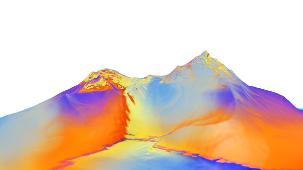 3D иллюстрация сюрреалистических желейных гор
