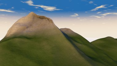 Yeşil dağ 3D çizimi