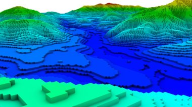 3D arazi yüzey yapısının resmini