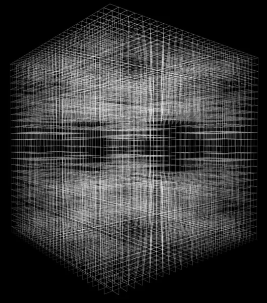 3D obrázek abstraktní datové krychle stavby — Stock fotografie