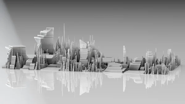 Ilustração 3D da cidade moderna futurista — Fotografia de Stock