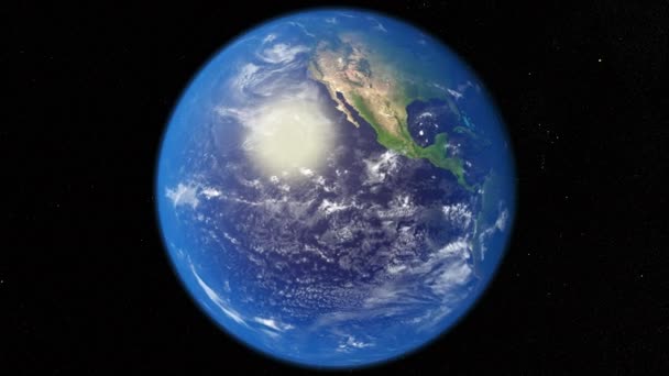 Ilustración 3D del planeta Tierra con continentes y aguas azules del océano. Elementos de esta imagen proporcionados por la NASA — Vídeo de stock