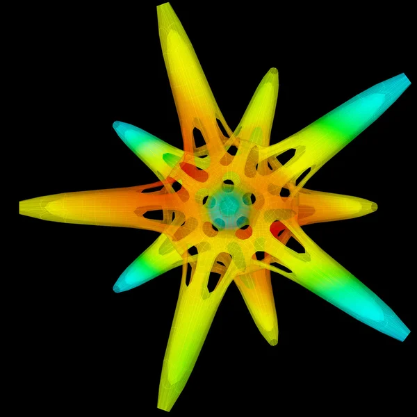 3D ілюстрація тривимірного об'єкта, як багатогранна зірка — стокове фото