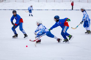 RUSSIA, KOROLEV - 18 Şubat 2018 Moskova bölge bando şampiyonası. BC Vympel - BC Dinamo 3: 2