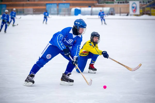 RUSSIA, KRASNOGORSK - 02 Aralık 2018 Moskova bölge bandy şampiyonası. BC Zorky - BC Vympel 2: 9 — Stok fotoğraf