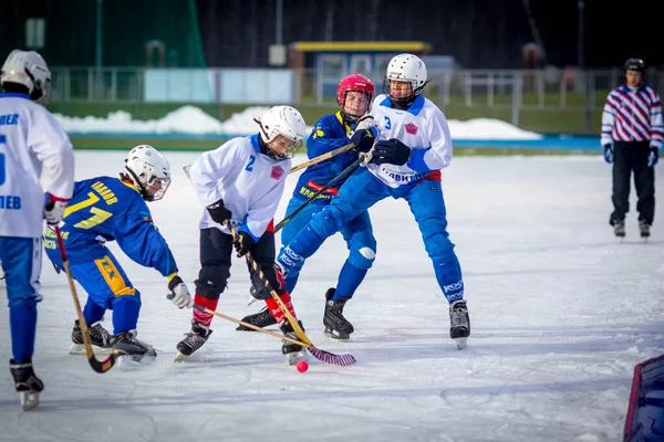 RUSSIA, KRASNOGORSK - DECEMBER 19, 2017: Moskvas regionbandymästerskap. BC Zorky - BC Vympel 4: 9 — Stockfoto