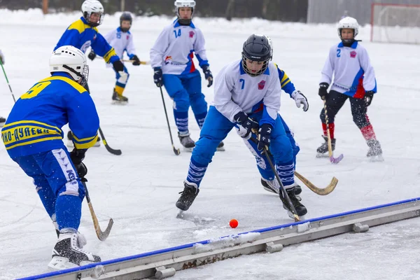 RUSSIA, LIKINO-DULEVO - 03 DICEMBRE 2017: Campionato bandy della regione di Mosca. BC Rusich - BC Vympel 4: 3 — Foto Stock