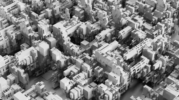 未来结构的3D图解看起来像现代城市. — 图库照片