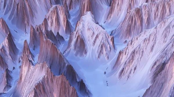 Mavi dağ manzarasının 3D çizimi — Stok fotoğraf