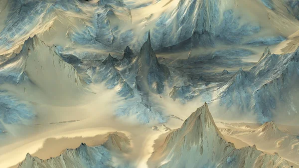 Güzel dağ manzarasının 3 boyutlu çizimi. — Stok fotoğraf