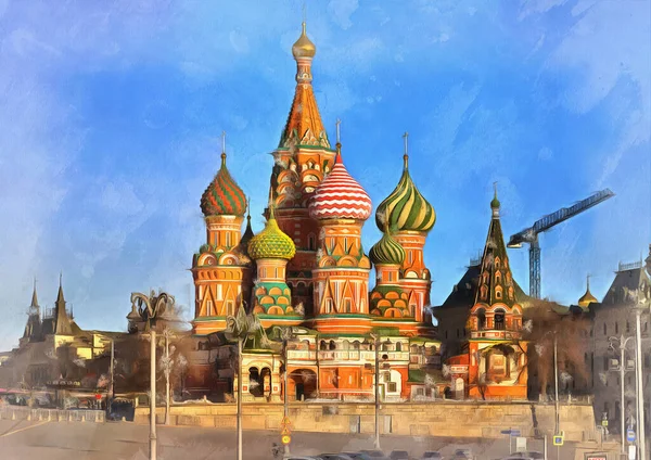 Basilius-Kathedrale farbenfrohe Malerei sieht aus wie Bild — Stockfoto