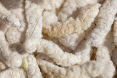 Kumaş dokusunun makrofotoğrafçılığı soyut arkaplan yakın görünüm.