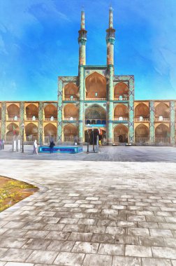 Amir Chakhmaq Kompleksi renkli resim, Yazd, Yazd Eyaleti, İran.