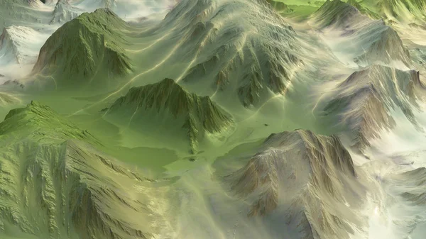 美丽山水地貌的3D图解. — 图库照片