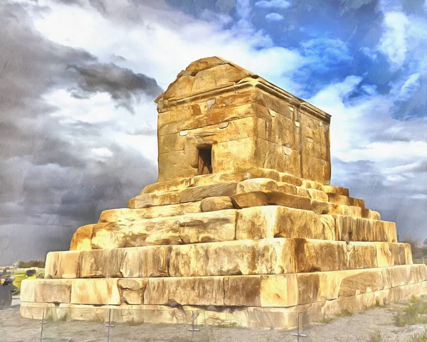 Tombeau de Cyrus le Grand tableau coloré — Photo