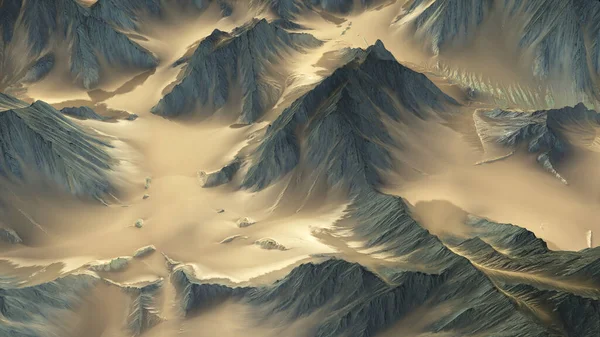 Ilustración 3D del hermoso relieve del paisaje de montaña. —  Fotos de Stock