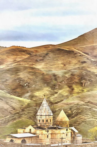 Iglesia Armenia de San Tadeo pintura colorida, Qareh Kelisa, Qarah Kalisa, Condado de Chaldoran, Provincia de Azerbaiyán Occidental, Irán. — Foto de Stock