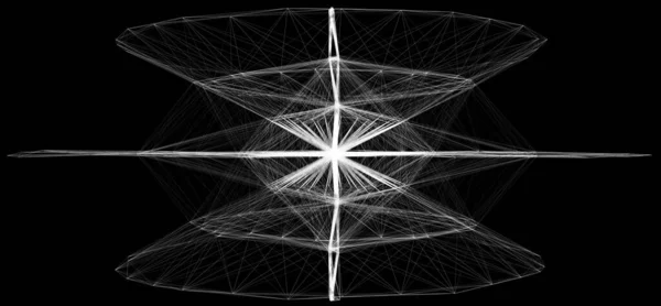 Illustrazione 3D della struttura di collegamento radiale su sfondo nero. — Foto Stock