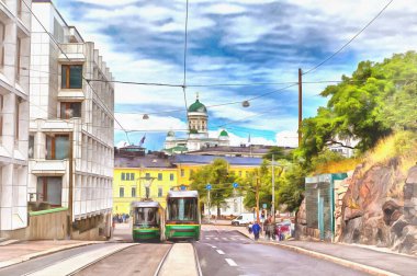 Caddedeki şehir ulaşımı renkli bir tablo.