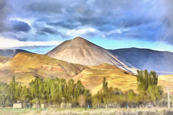 Aras river valley πολύχρωμη ζωγραφική, Ανατολικό Αζερμπαϊτζάν, Ιράν. — Φωτογραφία Αρχείου