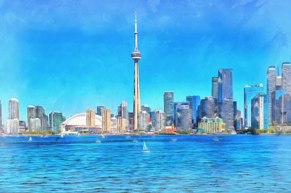 Paesaggio urbano di Toronto pittura colorata in centro, Ontario, Canada. — Foto Stock