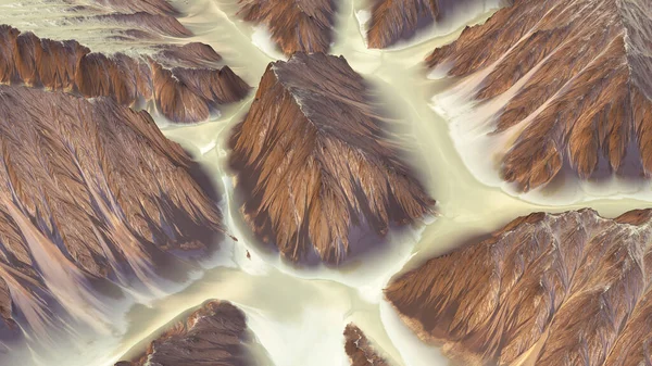 3D απεικόνιση του όμορφου ανάγλυφου ορεινό τοπίο — Φωτογραφία Αρχείου