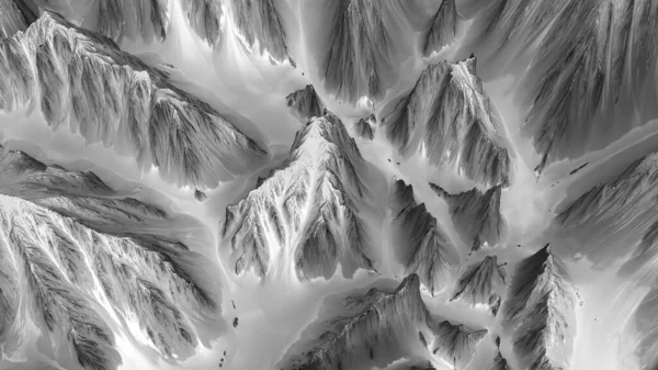 Illustration 3D monochrome du relief du paysage de montagne. — Photo