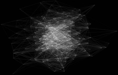 Geometrik bulut bağlantı yapısının 3 boyutlu çizimi