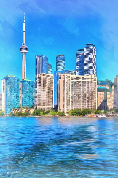 Stadtbild von Toronto Innenstadt bunte Malerei, Ontario, Kanada. — Stockfoto