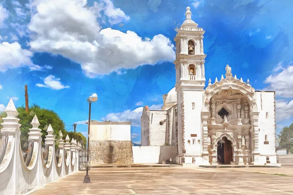 San Nicolas de Bari church colorful painting — Stock Photo, Image