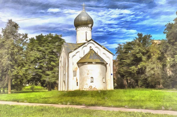 Doze apóstolos igreja pintura colorida, 1455, Veliky Novgorod, Rússia. — Fotografia de Stock