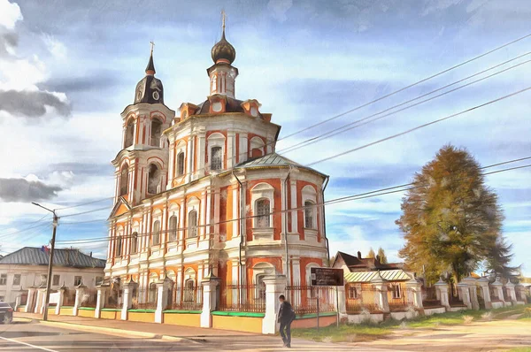 Chiesa della Resurrezione pittura colorata, 1787, Nerekhta, regione di Kostroma Russia. — Foto Stock