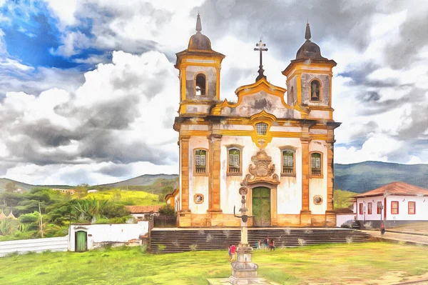 Iglesia de San Francisco pintura colorida, 1763, Mariana, estado de Minas Gerais, Brasil. — Foto de Stock