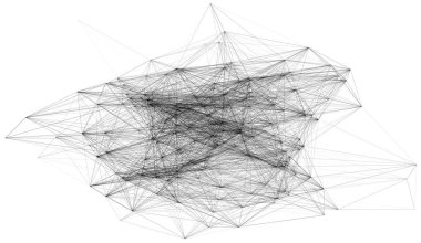 Geometrik bulut bağlantı yapısının 3 boyutlu çizimi